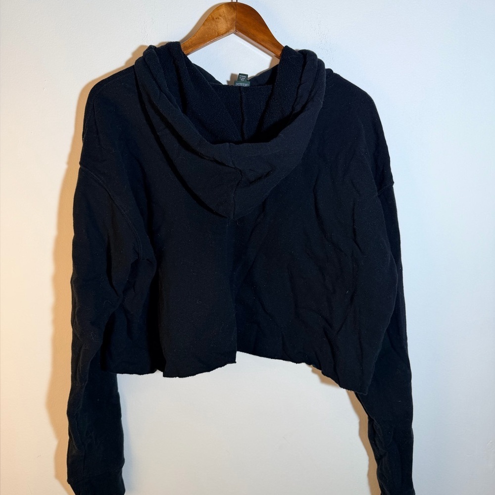 Black Hoodie Women Cropped Sweatshirt - Picture 4 of 4
